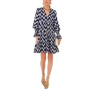Tuckernuck Pomander Place Kenzo Ruffle Sleeve Blue White Mini Dress Small